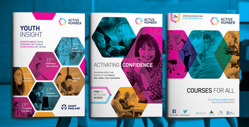 Branding and logo design for Active Humber Courses for All, youth insight and activating confidence. 